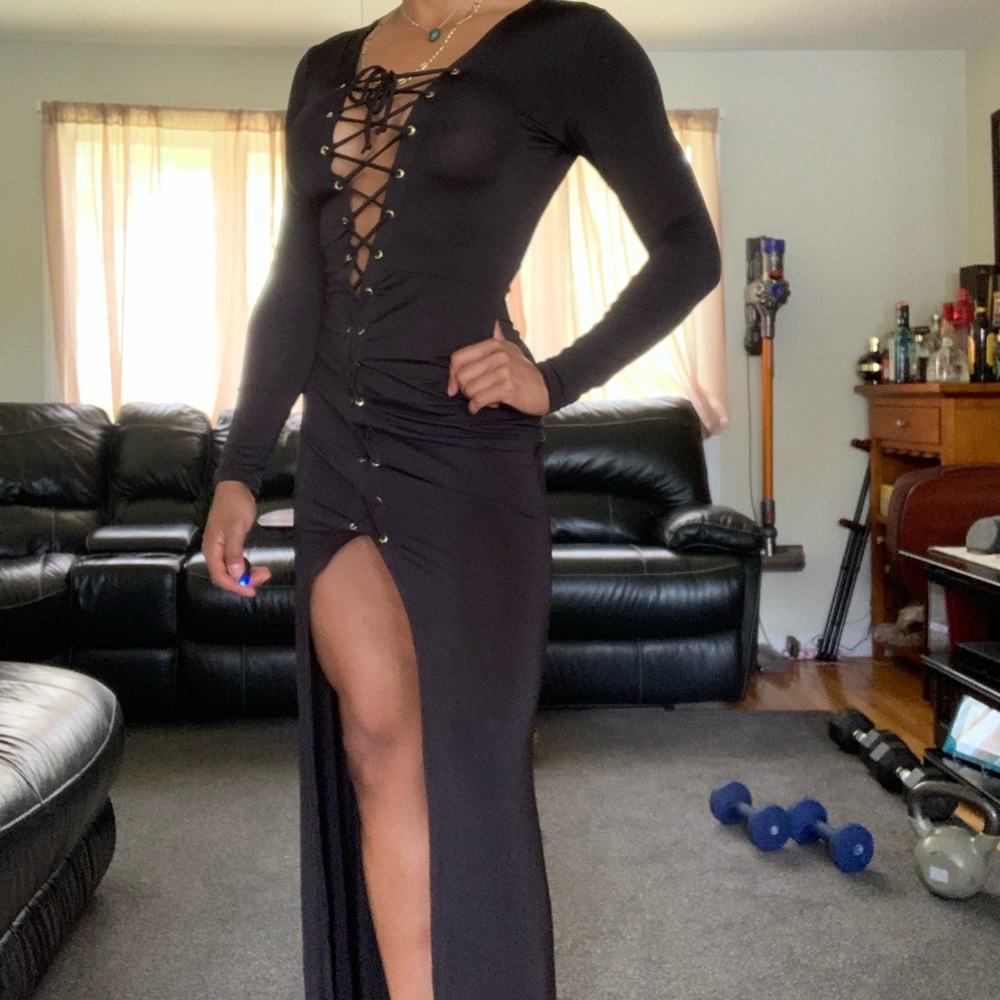 Elegant fashion nova lace up dress